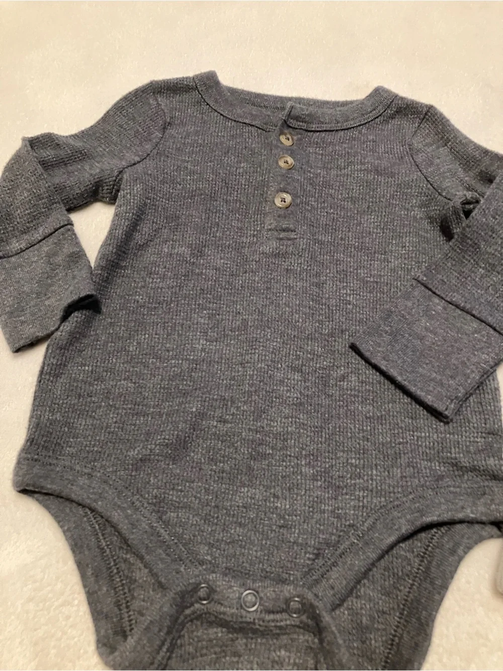 Cat & Jack Charcoal Henley Bodysuit with Blue Denim Pants